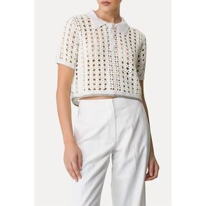 NEW FORTE FORTE crochet cropped polo in giglio
